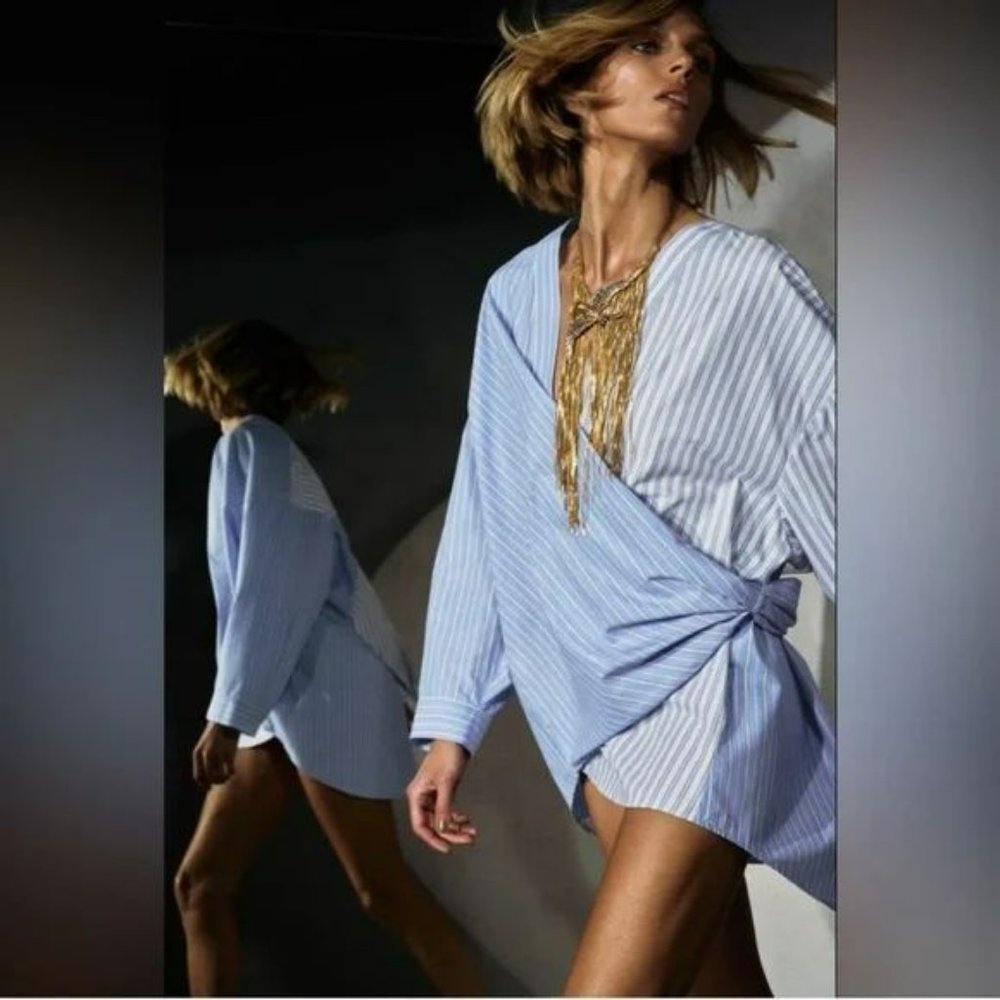 ZARA POPLIN WRAP SHIRT - Picture 2 of 10